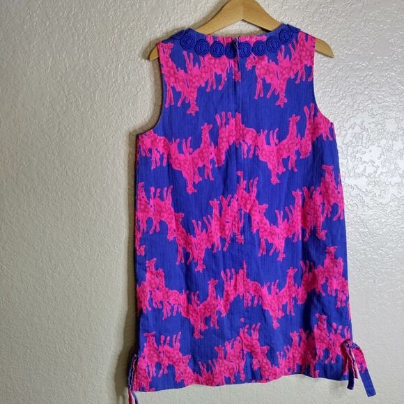 Lilly Pulitzer Girls Size 10 Windsor Giraffe Print Pink Blue Dress Whimsical - Picture 5 of 6